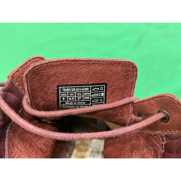 Timo Weiland for Tsubo Burgundy Leather kiltie fringe Platform Ankle boots 6 - Picture 12 of 13